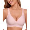 imageHORISUN Wireless Seamless Bras for Women Deep V Neck Comfortable Push Up Bra No UnderwirePink