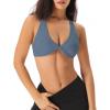 imageHORISUN Women Sports Bras Padded Strappy CrissCross Workout Yoga Bra Twist Front Low Impact Wirefree Crop Tank TopsBlue