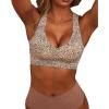 imageHORISUN Women Wireless Bras Seamless Cross Back V Neck No Underwire Bralette Comfort T Shirt BraCheetah Leopard Printed