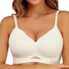 imageHORISUN Womens Bras for Women Wireless Comfort Full Coverage Mesh Breathable Padded No Underwire Support T Shirt BraWhite