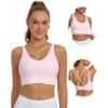 imageHORISUN Womens Ruched VNeck Longline Sports Bra Racerback Paded Yoga Activewear Moisture Wicking Low Cut Crop Tank Top1pink
