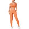 imageHORISUN Workout Sets for Women 2 Piece Outfits Seamless Ribbed Crop Tank Top Sports Bra High Waist Biker Shorts Yoga LeggingsLong Leggings Tanks Orange