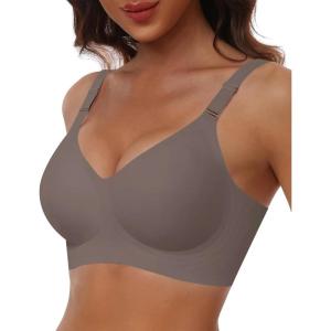 imageHORISUN Comfortable Seamless Full Coverage Bra for Women Wireless Bras with Soft Support Regular and Plus SizeCoffee