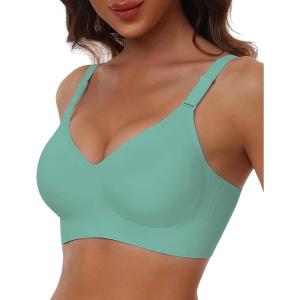 imageHORISUN Comfortable Seamless Full Coverage Bra for Women Wireless Bras with Soft Support Regular and Plus SizeEgg Green