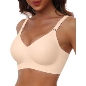 imageHORISUN Comfortable Seamless Full Coverage Bra for Women Wireless Bras with Soft Support Regular and Plus SizeNude