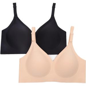 imageHORISUN Comfortable Seamless Full Coverage Bra for Women Wireless Bras with Soft Support Regular and Plus SizeNudeblack