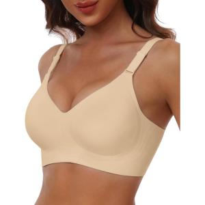 imageHORISUN Comfortable Seamless Full Coverage Bra for Women Wireless Bras with Soft Support Regular and Plus SizeSemolina