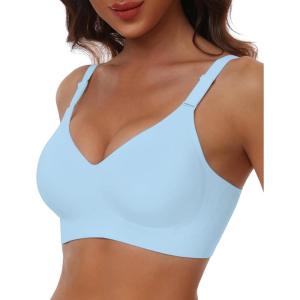 imageHORISUN Comfortable Seamless Full Coverage Bra for Women Wireless Bras with Soft Support Regular and Plus SizeSky Blue