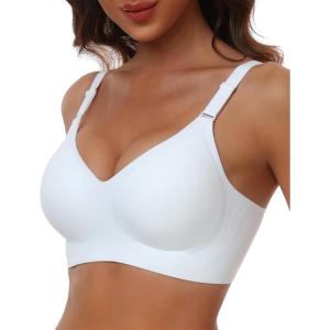imageHORISUN Comfortable Seamless Full Coverage Bra for Women Wireless Bras with Soft Support Regular and Plus SizeWhite