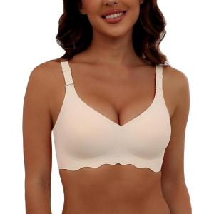 imageHORISUN Comfortable Wireless T Shirt Bra Seamless Push Up Full Coverage Bras for WomenNude