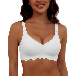 imageHORISUN Comfortable Wireless T Shirt Bra Seamless Push Up Full Coverage Bras for WomenWhite