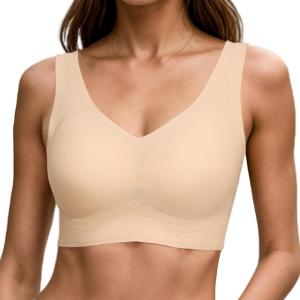 imageHORISUN Plus Size Bra Smoothing Wireless Bra for Women with SupportNude 2XL