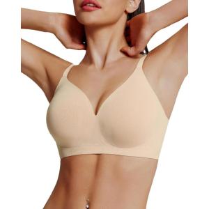 imageHORISUN Seamless Bras Full Coverage V Neck Push Up Wireless Bras for WomenNude