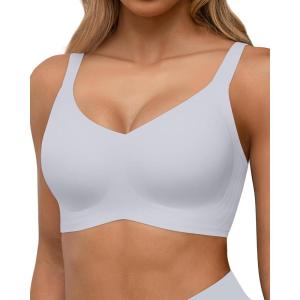 imageHORISUN Seamless Bras Full Coverage Wireless Push Up Bra for Women No Underwire Comfort V Neck Bralettes with SupportGray Blue