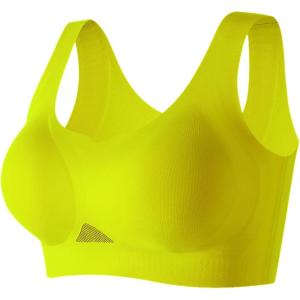 imageHORISUN Seamless Bras for Women Wireless Bralettes Comfort Pullover Bras T Shirt Full Coverage Bra with Support and LiftYellow Green
