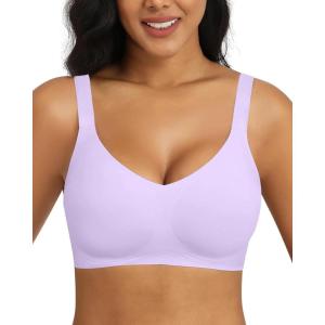 imageHORISUN Seamless Wireless Bra for Women with Soft Support No Underwire Full Coverage Comfort Bras Back Smoothing BralettesLight Purple