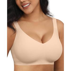 imageHORISUN Seamless Wireless Bra for Women with Soft Support No Underwire Full Coverage Comfort Bras Back Smoothing BralettesNude
