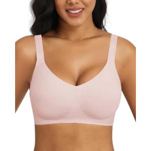 imageHORISUN Seamless Wireless Bra for Women with Soft Support No Underwire Full Coverage Comfort Bras Back Smoothing BralettesPink