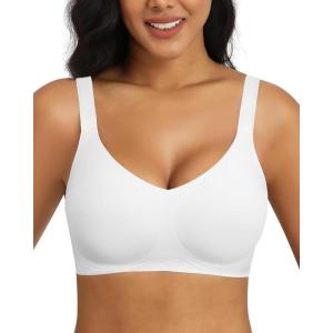 imageHORISUN Seamless Wireless Bra for Women with Soft Support No Underwire Full Coverage Comfort Bras Back Smoothing BralettesWhite