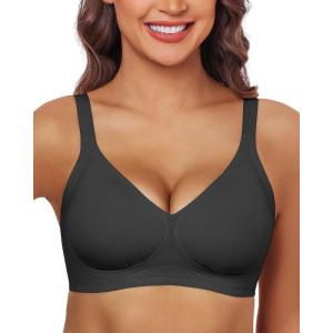 imageHORISUN Wireless Bras for Women Soft Comfortable No Underwire T Shirt Bra Full Coverage Bras with SupportBlack