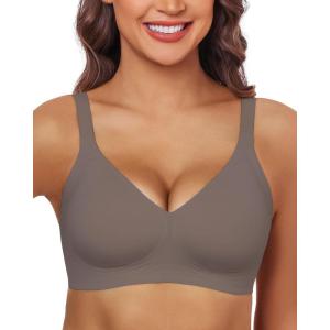imageHORISUN Wireless Bras for Women Soft Comfortable No Underwire T Shirt Bra Full Coverage Bras with SupportCoffee