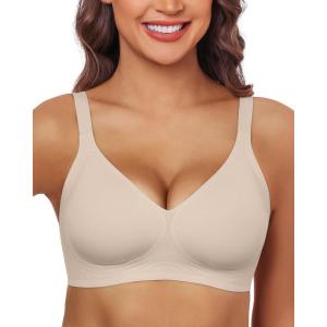 imageHORISUN Wireless Bras for Women Soft Comfortable No Underwire T Shirt Bra Full Coverage Bras with SupportLight Nude