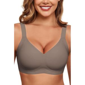 imageHORISUN Wireless Bras for Women Soft Comfortable No Underwire T Shirt Bra Seamless Full Coverage Bras with SupportCoffee