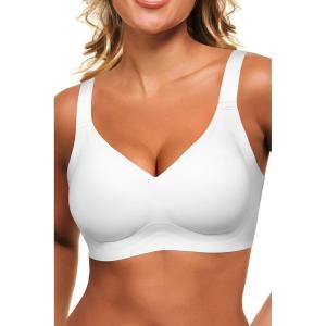 imageHORISUN Wireless Bras for Women Soft Comfortable No Underwire T Shirt Bra Seamless Full Coverage Bras with SupportWhite