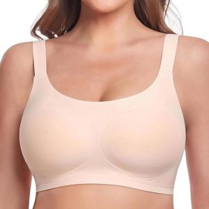 imageHORISUN Wireless Bras for Women with Support and Lift No Underwire Full Coverage Bralettes Ultra Comfort TShirt BraNude