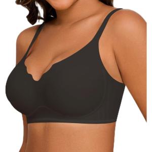 imageHORISUN Womens Bras for Women Wireless Comfort Full Coverage Mesh Breathable Padded No Underwire Support T Shirt BraBasic Black