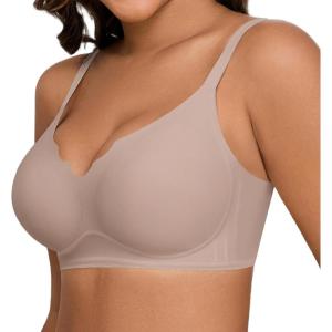imageHORISUN Womens Bras for Women Wireless Comfort Full Coverage Mesh Breathable Padded No Underwire Support T Shirt BraBasic Coffee