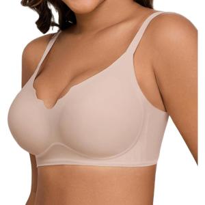 imageHORISUN Womens Bras for Women Wireless Comfort Full Coverage Mesh Breathable Padded No Underwire Support T Shirt BraBasic Coral Pink
