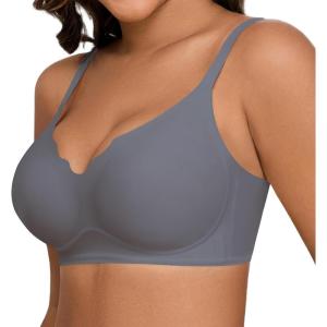 imageHORISUN Womens Bras for Women Wireless Comfort Full Coverage Mesh Breathable Padded No Underwire Support T Shirt BraBasic Gray Blue