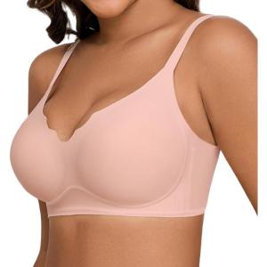 imageHORISUN Womens Bras for Women Wireless Comfort Full Coverage Mesh Breathable Padded No Underwire Support T Shirt BraBasic Pink