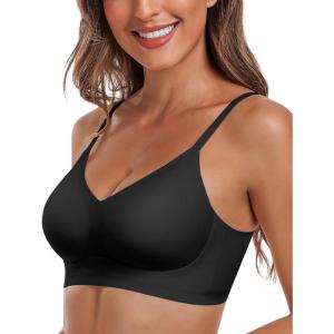 imageHORISUN Womens Comfortable Bra Wireless Padded Full Coverage Support Seamless Bras for WomenBlack