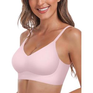 imageHORISUN Womens Comfortable Bra Wireless Padded Full Coverage Support Seamless Bras for WomenVintage Pink