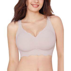 imageHORISUN Womens Seamless Bra Wavy Wireless Full Coverage Padded Smoothing No Underwire Comfort V Neck Bralettes with SupportGrey