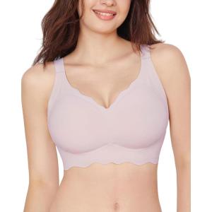 imageHORISUN Womens Seamless Bra Wavy Wireless Full Coverage Padded Smoothing No Underwire Comfort V Neck Bralettes with SupportLavender Grey