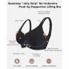 imageHORISUN Bras for Women No Underwire Wireless Seamless Wirefree Support Lift Full Coverage Push Up T Shirt BraBlack Color