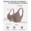 imageHORISUN Bras for Women No Underwire Wireless Seamless Wirefree Support Lift Full Coverage Push Up T Shirt BraGrey Color