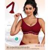 imageHORISUN Wireless Bras for WomenFull Coverage Bralettes V Neck No Underwire Push Up Bra with Support T Shirt BraletteBurgundy Red