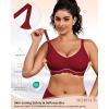 imageHORISUN Wireless Bras for Women Full Coverage V Neck Push Up No Underwire Bra with Support Comfortable Everyday BrasBurgundy Red