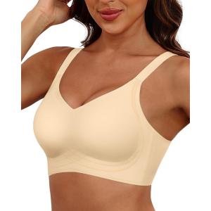 imageHORISUN Full Coverage Bras for Women Smoothing Seamless Wireless Push Up BraNude 3XL