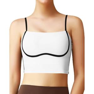 imageHORISUN Sports Bras for Women Workout Tank Square Neck Double Layer Tank Tops Yoga Tops for Women Built in Bra