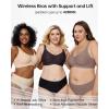 imageHORISUN Bras for Women No Underwire Wireless Seamless Wirefree Support Lift Full Coverage Push Up T Shirt BraCoffee Color