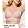 imageHORISUN Womens No Underwire Bras Supportive Scalloped V Neck Tshirt Bra Comfortable Wireless Seamless Push Up BralettePink