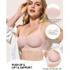 imageHORISUN Womens No Underwire Bras Supportive Scalloped V Neck Tshirt Bra Comfortable Wireless Seamless Push Up BralettePink