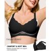 imageHORISUN Womens No Underwire Bras Supportive Scalloped V Neck T Shirt Bra Comfortable Wireless Seamless Push Up BraletteBlack