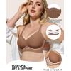 imageHORISUN Womens No Underwire Bras Supportive Scalloped V Neck T Shirt Bra Comfortable Wireless Seamless Push Up BraletteCoffee