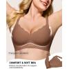 imageHORISUN Womens No Underwire Bras Supportive Scalloped V Neck T Shirt Bra Comfortable Wireless Seamless Push Up BraletteCoffee